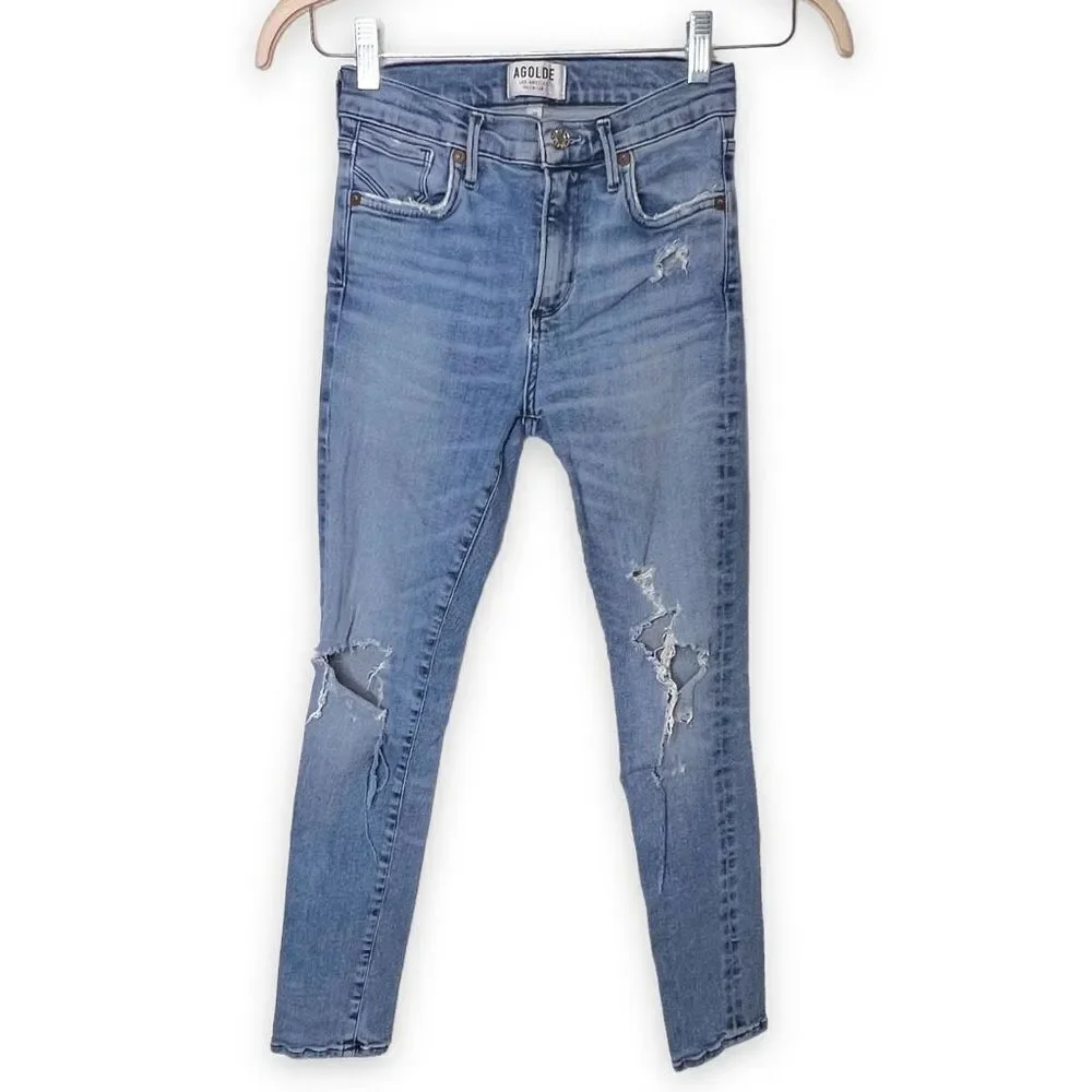 AGOLDE Sophie Distressed High Rise Skinny Crop Jeans A018-843 Size 24